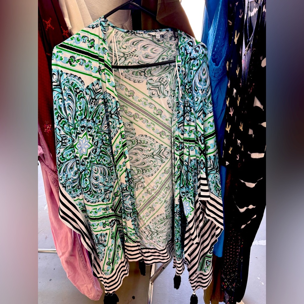 Crown & Ivy Green and Blue Paisley Swim Coverup